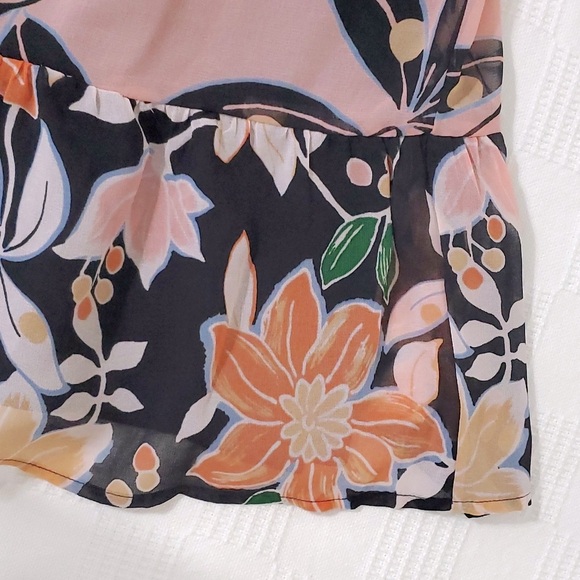 🆕 LOFT Black & Soft Pink Print Midi-Dress with Underlining. NWT - Picture 7 of 10